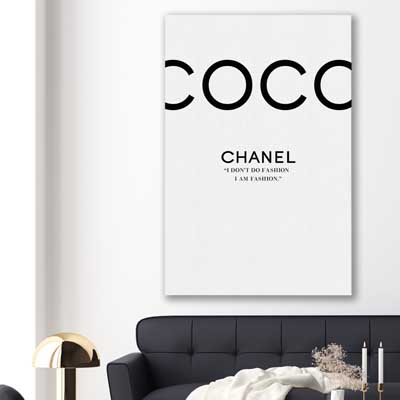 Coco Fashion White - part of our high quality fashion canvas wall art and prints collection