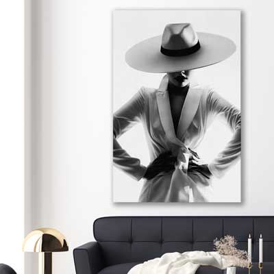 White Hat Gaze - part of our high quality fashion canvas wall art and prints collection