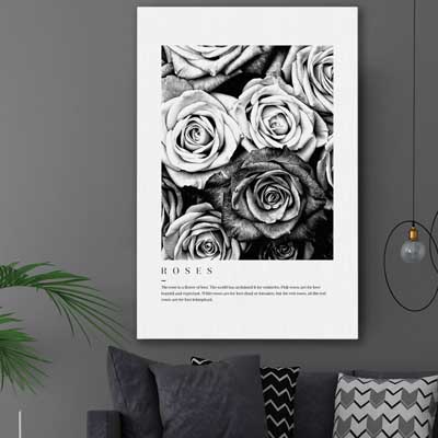 floral print of Grey Flowers Typo