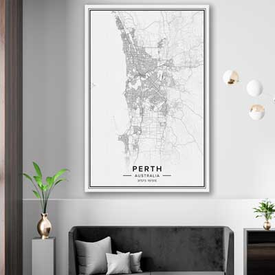 Perth City is a high quality canvas print in our city skyline, travel prints and maps collection