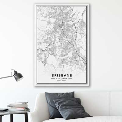 Brisbane City is a high quality canvas print in our city skyline, travel prints and maps collection