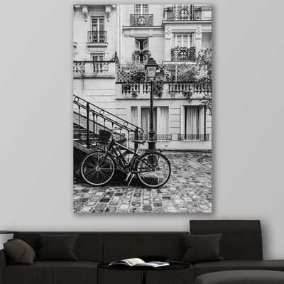 Paris Bicycle is a high quality canvas print in our city skyline, travel prints and maps collection