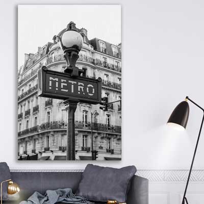 Paris Metro is a high quality canvas print in our city skyline, travel prints and maps collection