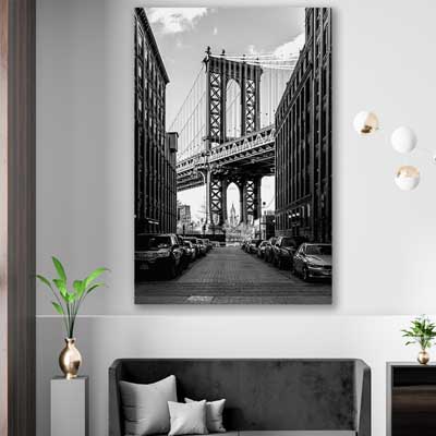 Manhattan Bridge is a high quality canvas print in our city skyline, travel prints and maps collection