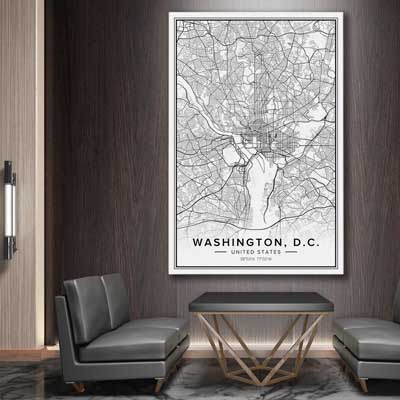 Washington City is a high quality canvas print in our city skyline, travel prints and maps collection