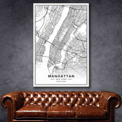 Manhattan City is a high quality canvas print in our city skyline, travel prints and maps collection