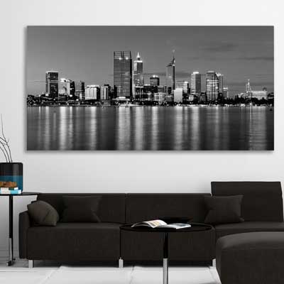 Perth Skyline is a high quality canvas print in our city skyline, travel prints and maps collection