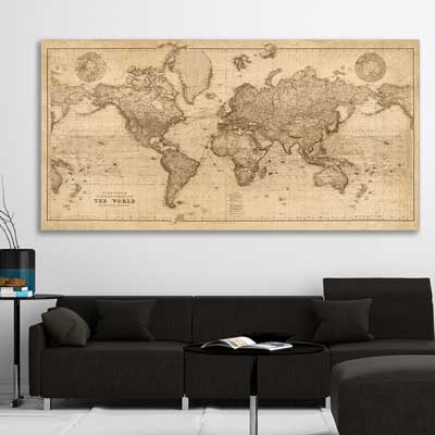 Vintage Map is a high quality canvas print in our city skyline, travel prints and maps collection