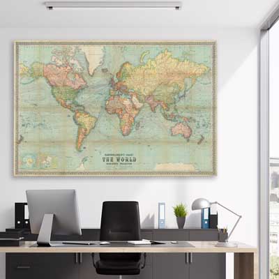 Antique World Colour is a high quality canvas print in our city skyline, travel prints and maps collection