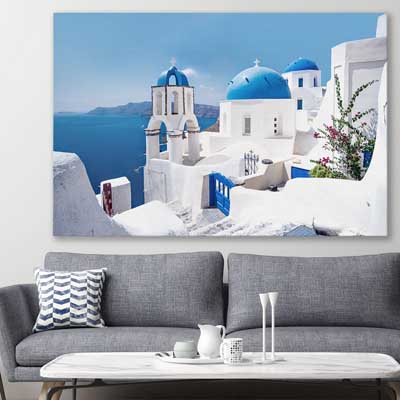 beach and coastal wall art print of Santorini Views