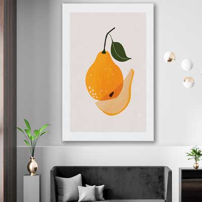 Brown Pear is a colourful and stylish canvas wall art and print suited for the kitchen area