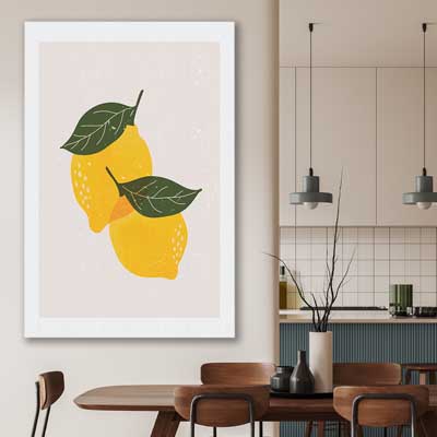 Yellow Lemon is a colourful and stylish canvas wall art and print suited for the kitchen area