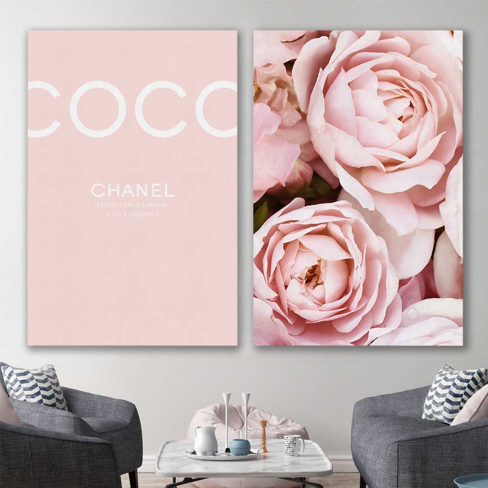 Coco Pink Pair Wall Art Framed Prints & Canvas