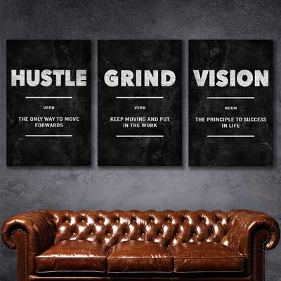 inspirational wall art print of Hustle Definition Set